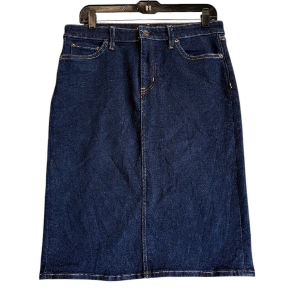 Lauren Ralph Lauren Denim Skirt Women 8 Blue Dark Wash Knee Length Pencil